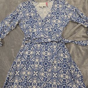 Blue and White Patterned Dress